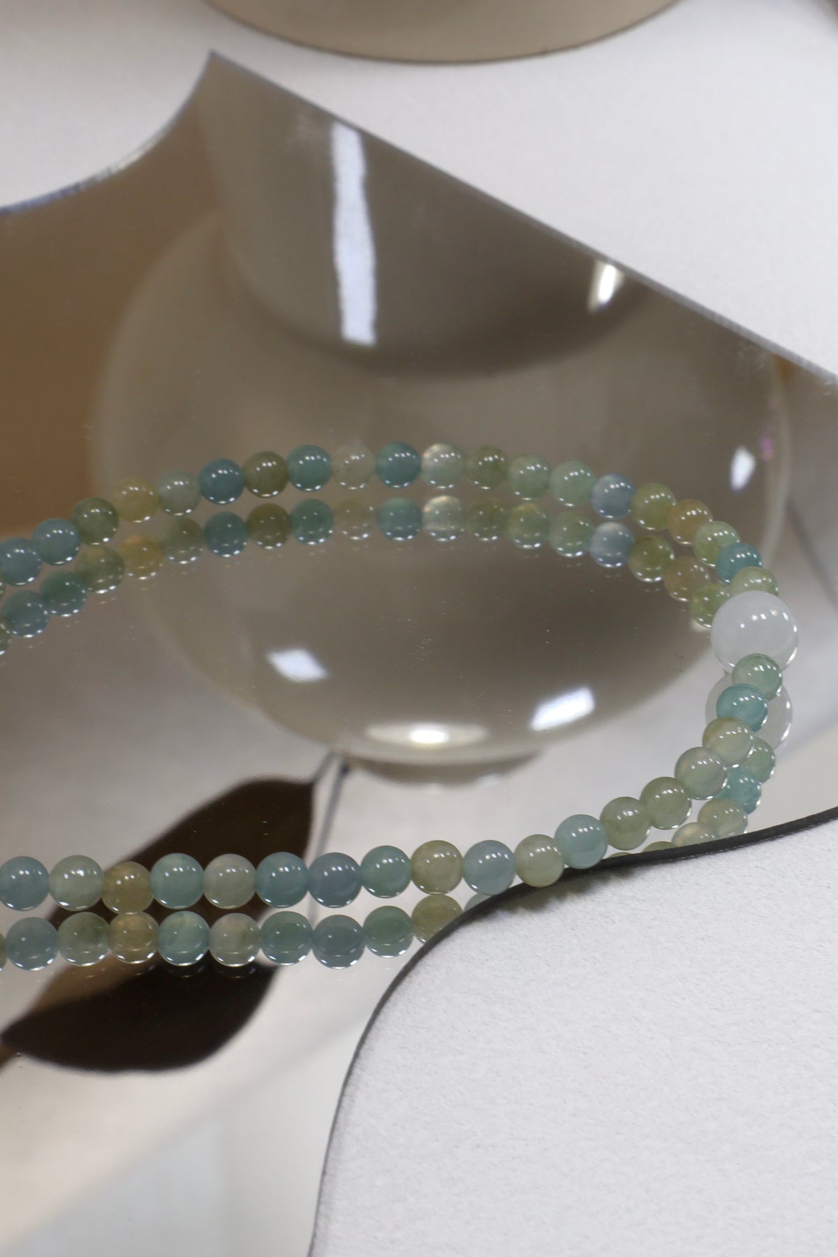 Icy Burmese Jadeite Beaded Necklace